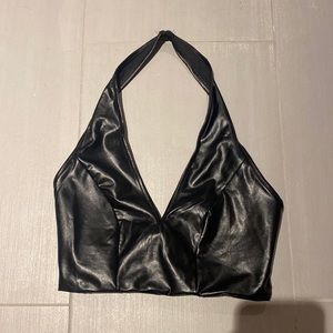 ADIKA SEXY LEATHER HALTER TOP (worn once!!!!!)